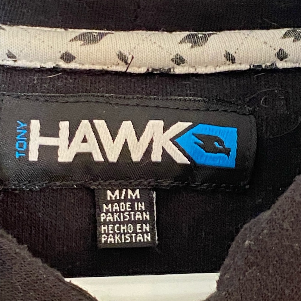 Tony Hawk Skull Graphic Hoodie Black Y2K Grunge Streetwear Never Settle Medium - Picture 3 of 7
